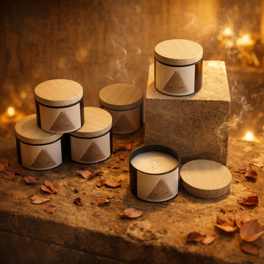 Produits rituels de bien-être féminin : bougie, roll-on, sel de bain et objets de reconnexion à soi.